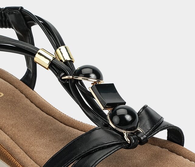 Siyah Kadın Düz Sandalet