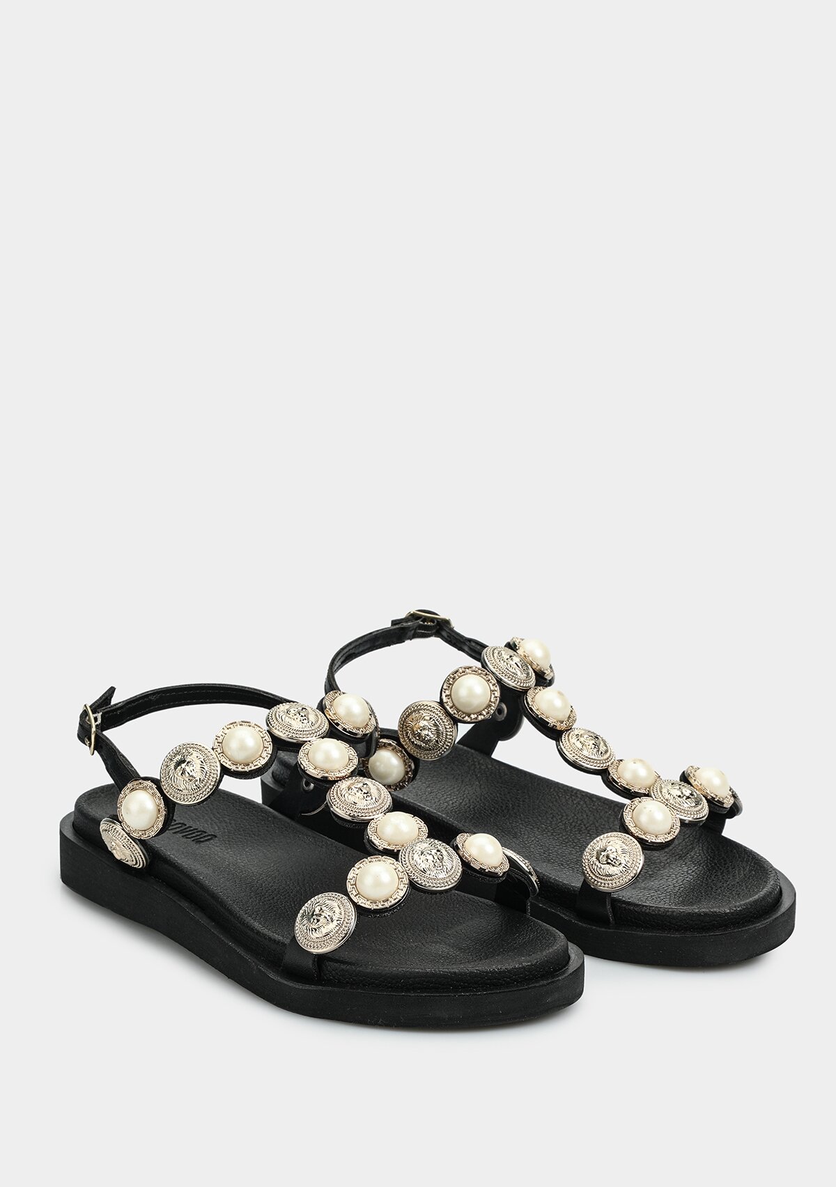 Siyah Kadın Düz Sandalet