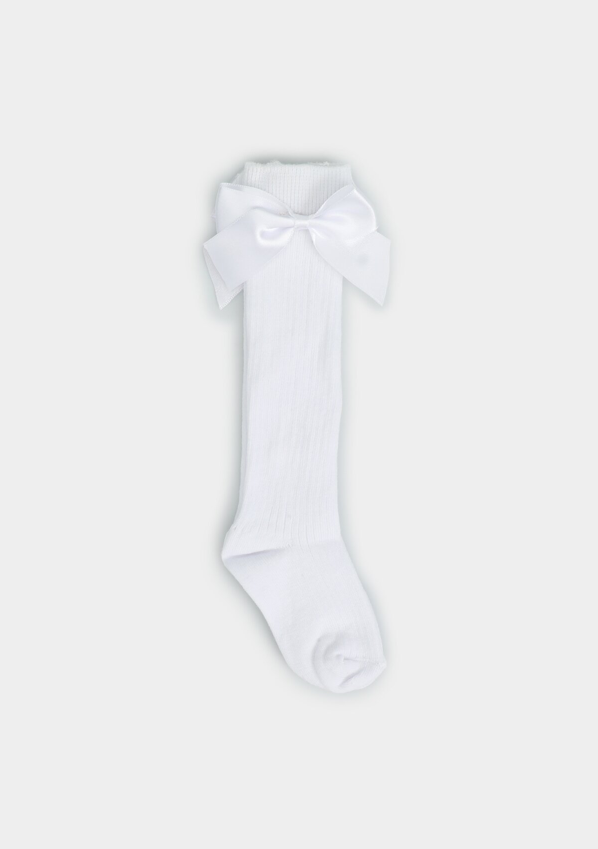 Beyaz  Farve Kurdeleli Diz Altı Çorap Beyaz