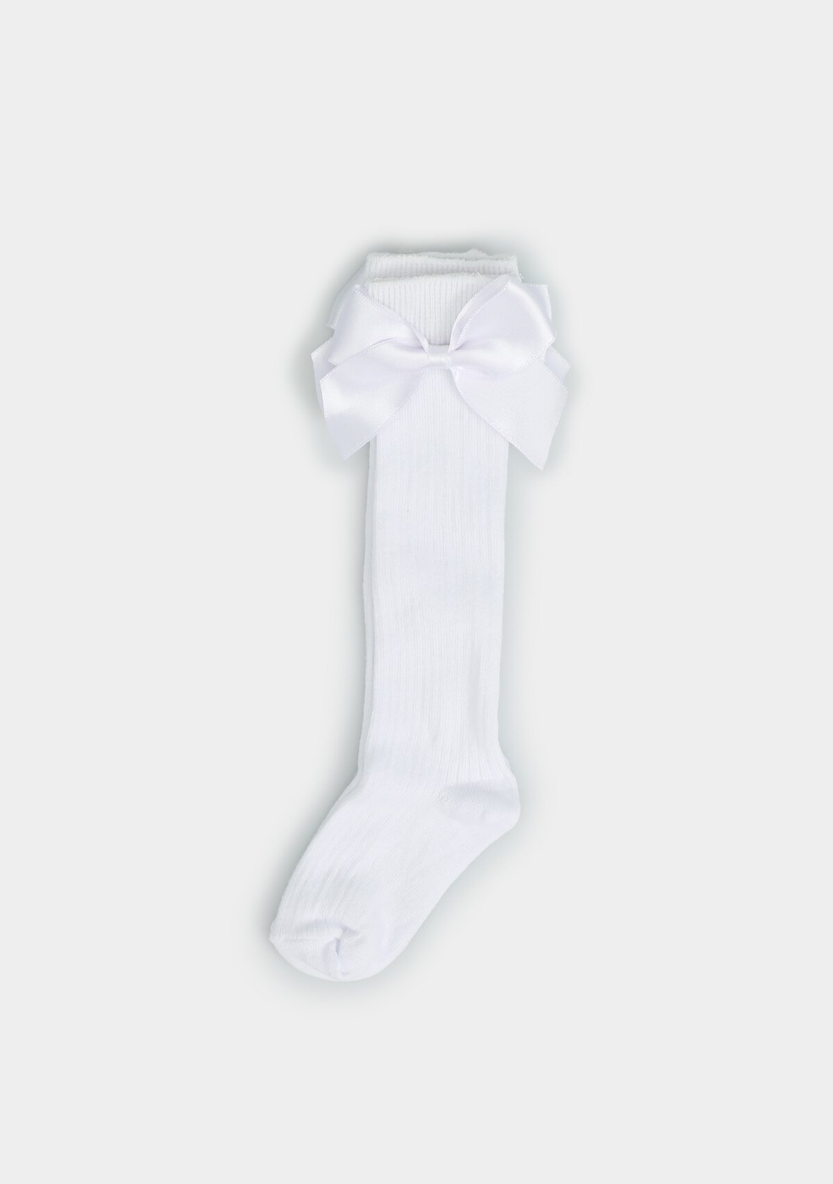 Beyaz  Farve Kurdeleli Diz Altı Çorap Beyaz