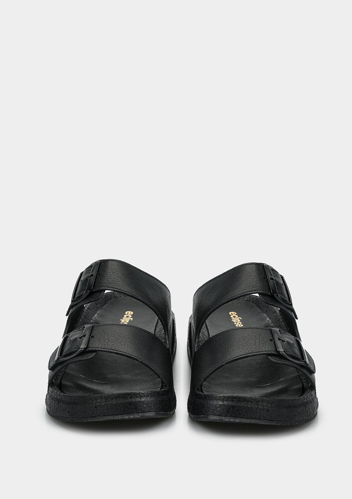 Siyah Deri Erkek Konfor Terlik