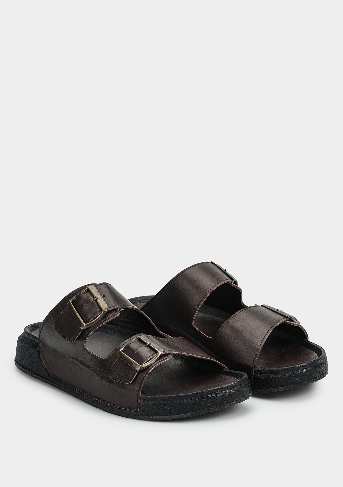 Kahve Deri Erkek Konfor Terlik