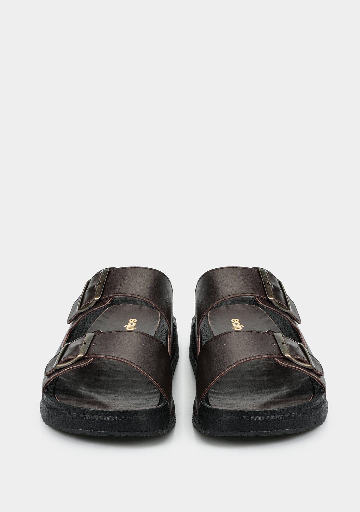 Kahve Deri Erkek Konfor Terlik