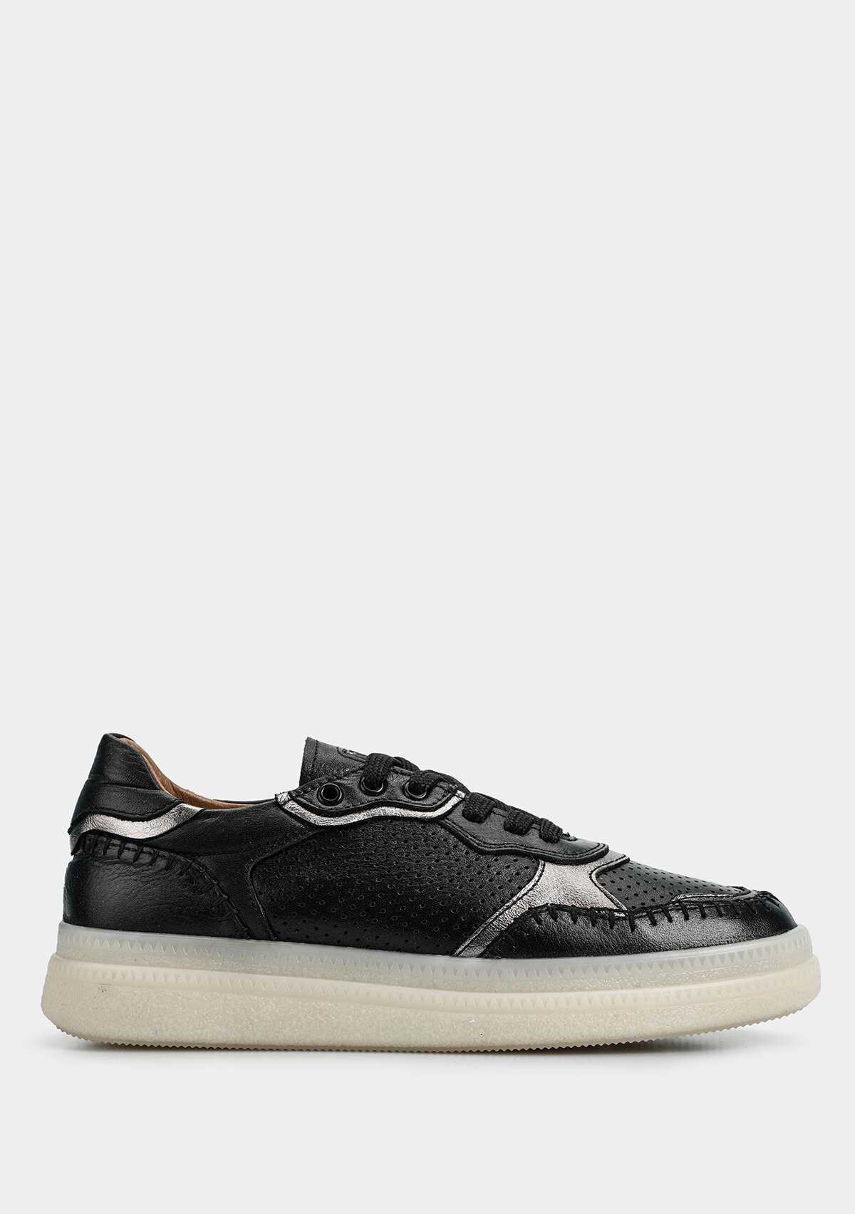 Siyah Deri Kadın Sneaker