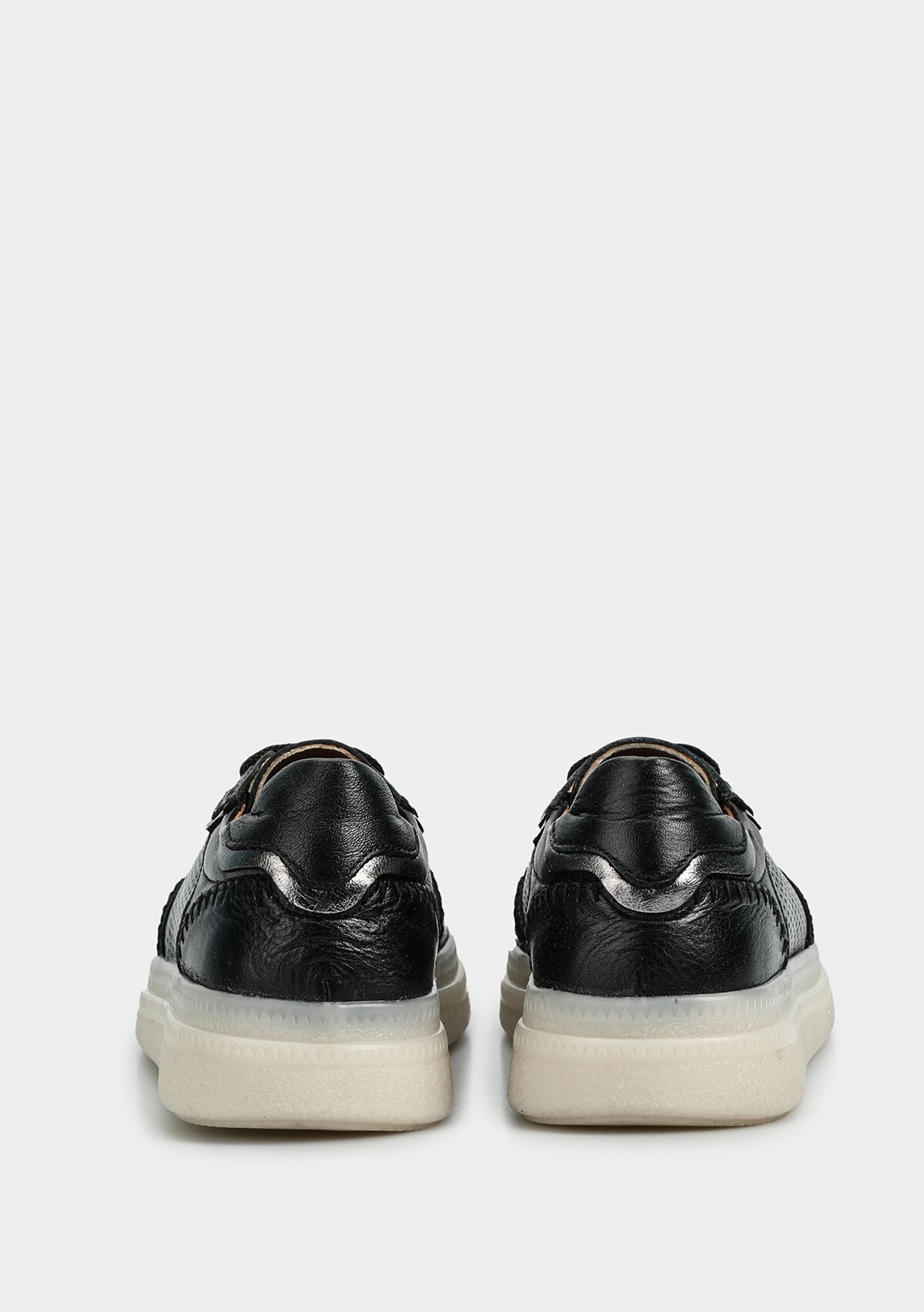 Siyah Deri Kadın Sneaker