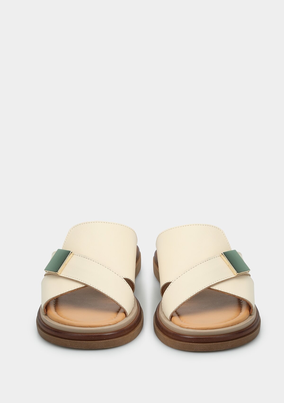 Ekru Deri Kadın Terlik