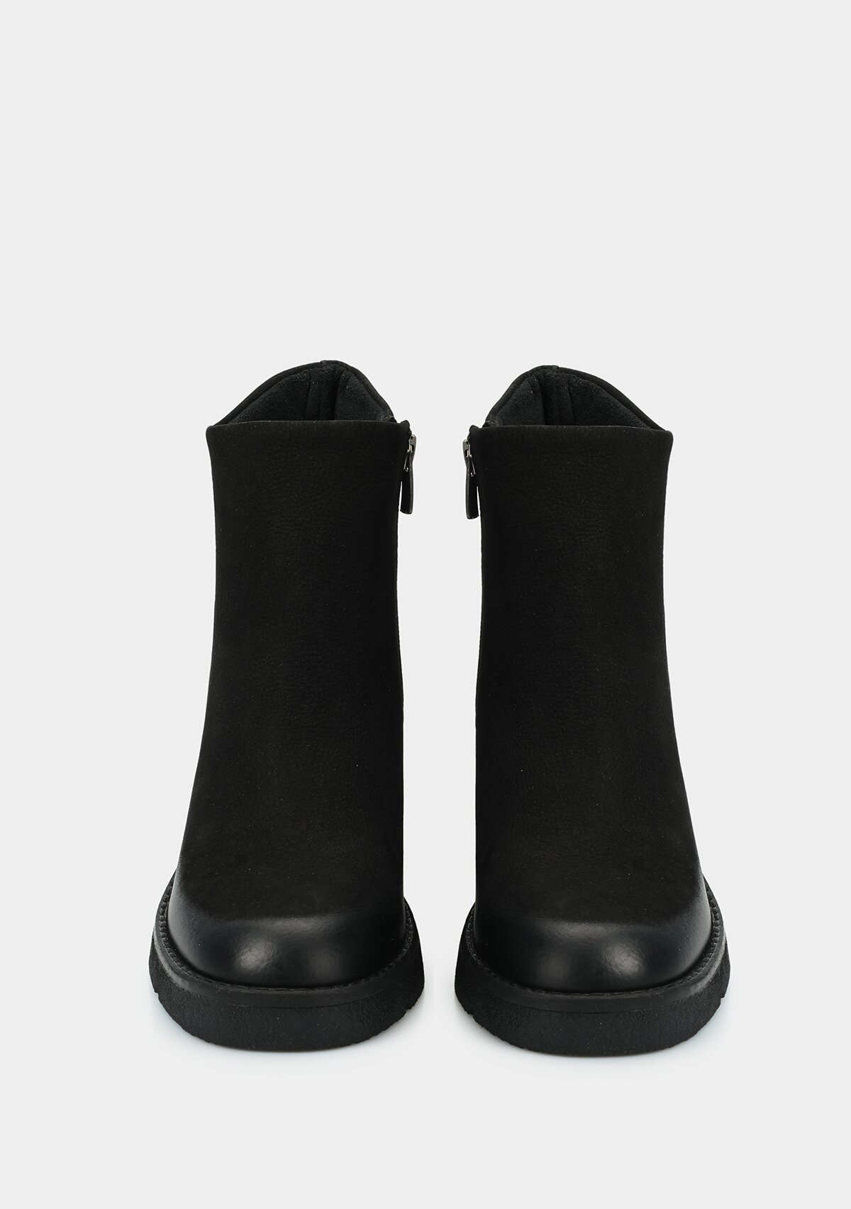 Siyah Deri Kadın Bootie