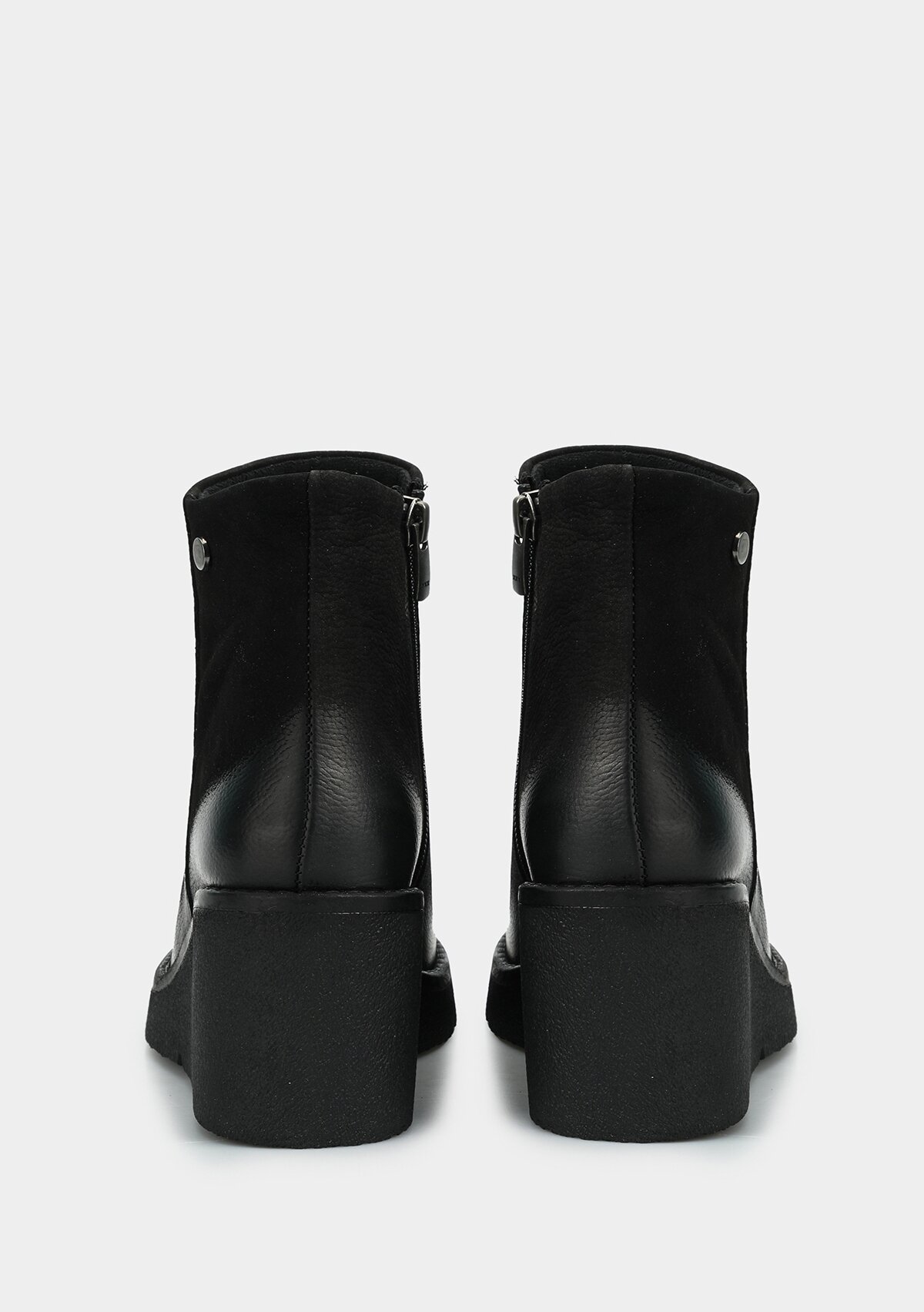 Siyah Deri Kadın Bootie