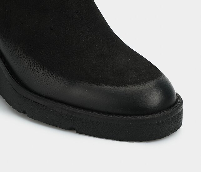 Siyah Deri Kadın Bootie