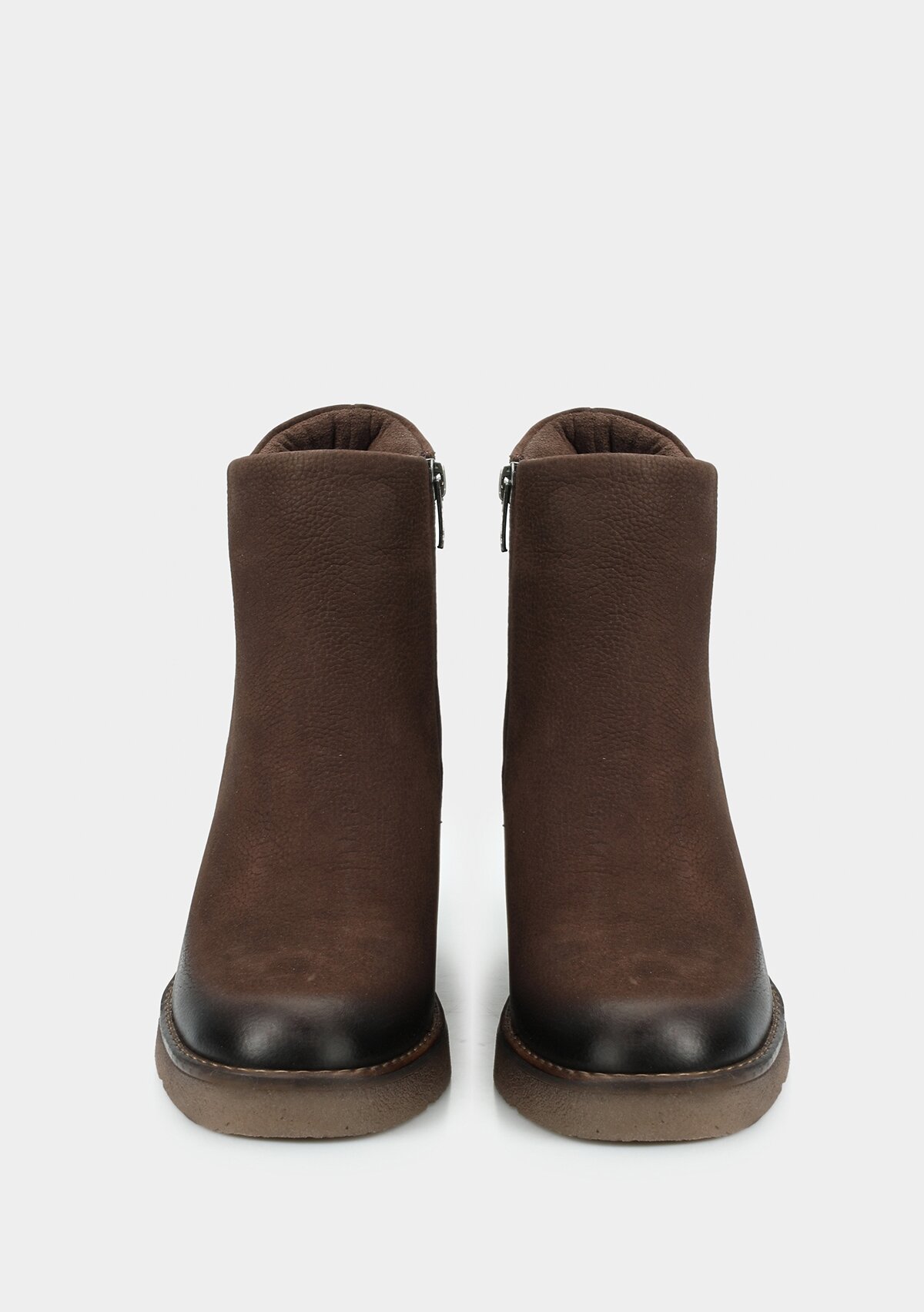 Kahve Deri Kadın Bootie