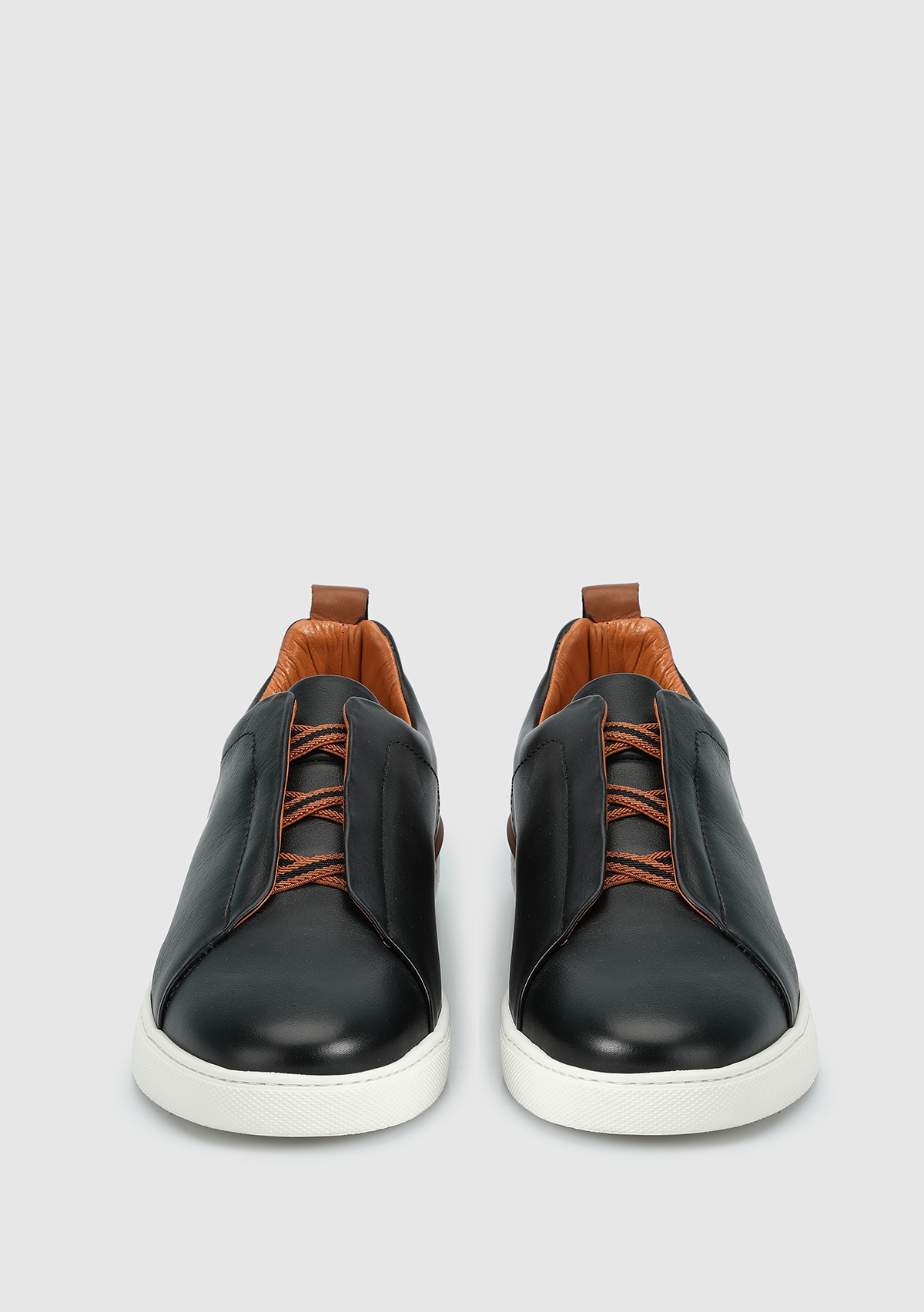 Siyah Deri Erkek Sneaker - Görsel 4