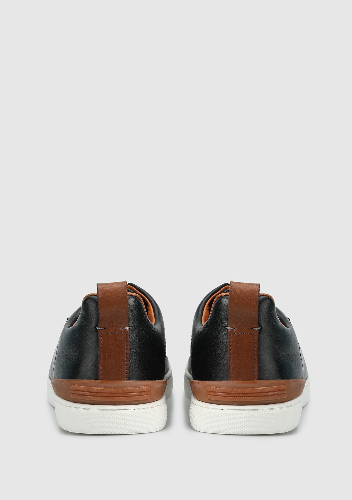 Siyah Deri Erkek Sneaker - Görsel 5