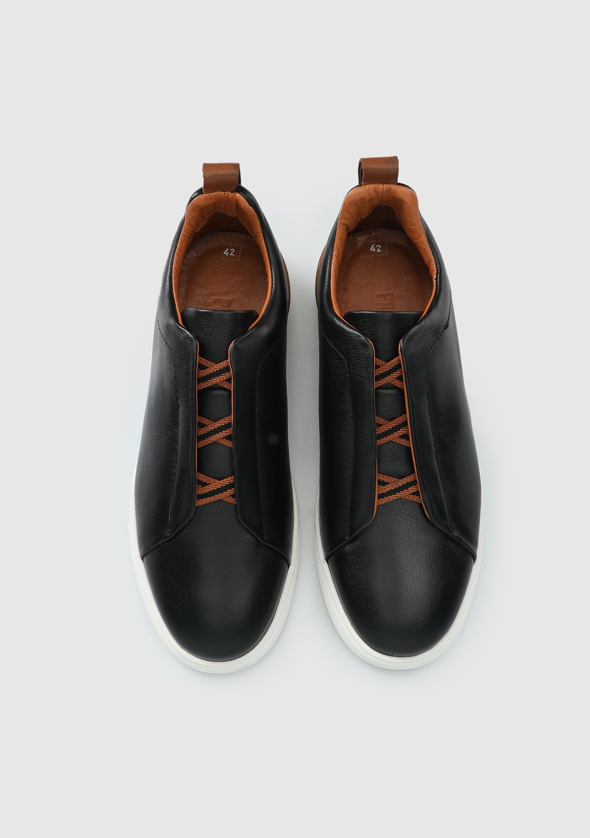 Siyah Deri Erkek Sneaker - Görsel 6