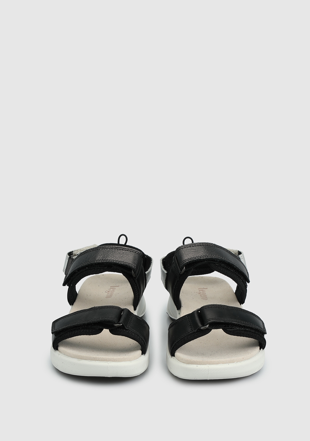 Siyah Deri Kadın Düz Sandalet - Görsel 4