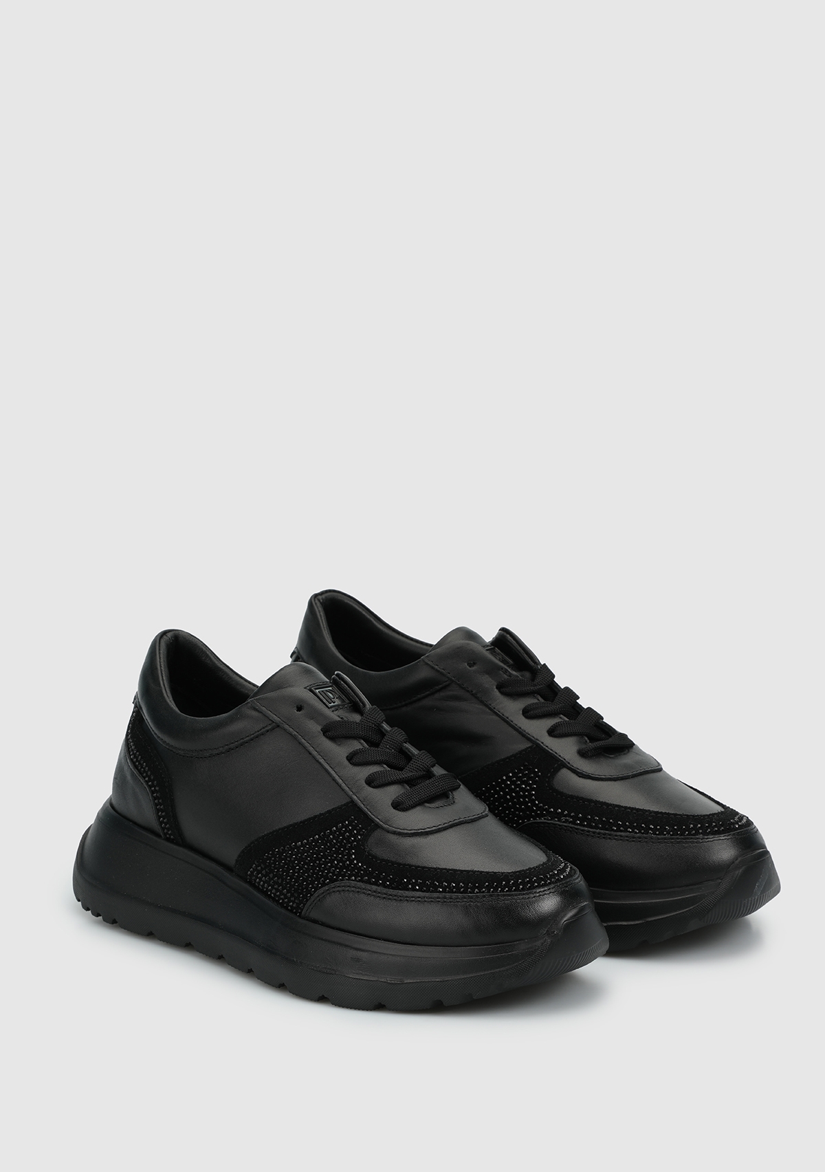 Siyah Deri Kadın Sneaker - Görsel 3