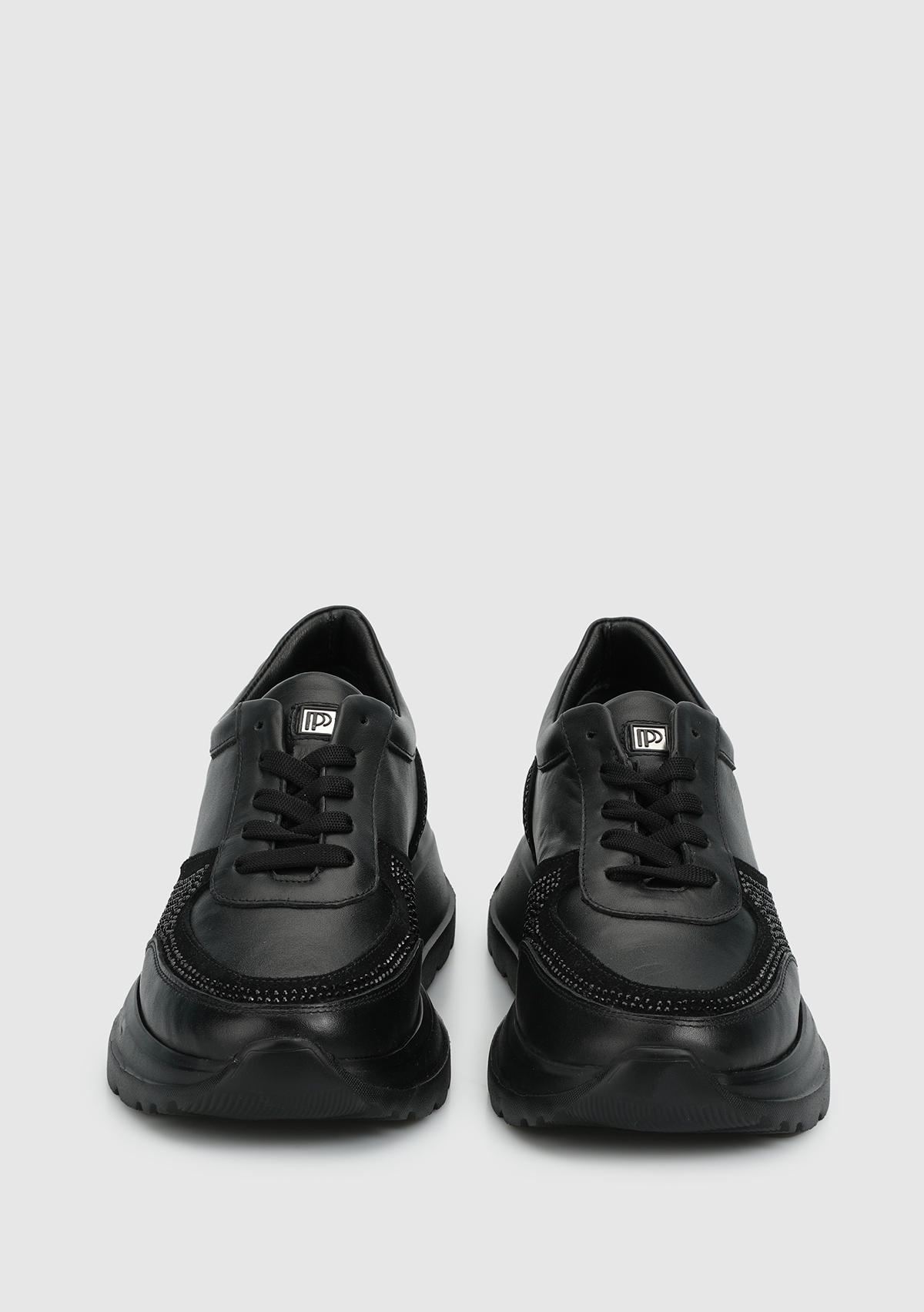 Siyah Deri Kadın Sneaker - Görsel 4