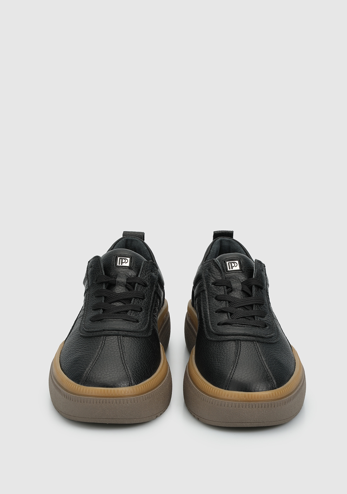 Siyah Deri Kadın Sneaker - Görsel 4