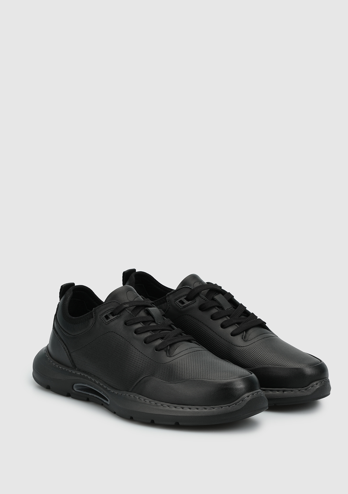 Siyah Deri Erkek Sneaker - Görsel 3