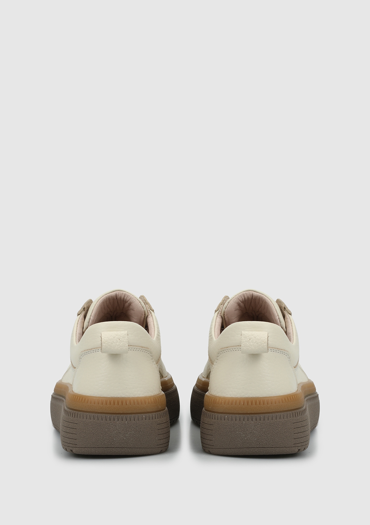 Ekru Deri Kadın Sneaker - Görsel 5