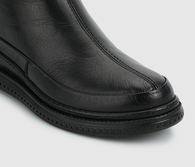 Siyah Deri Kadın Bot - Görsel 6