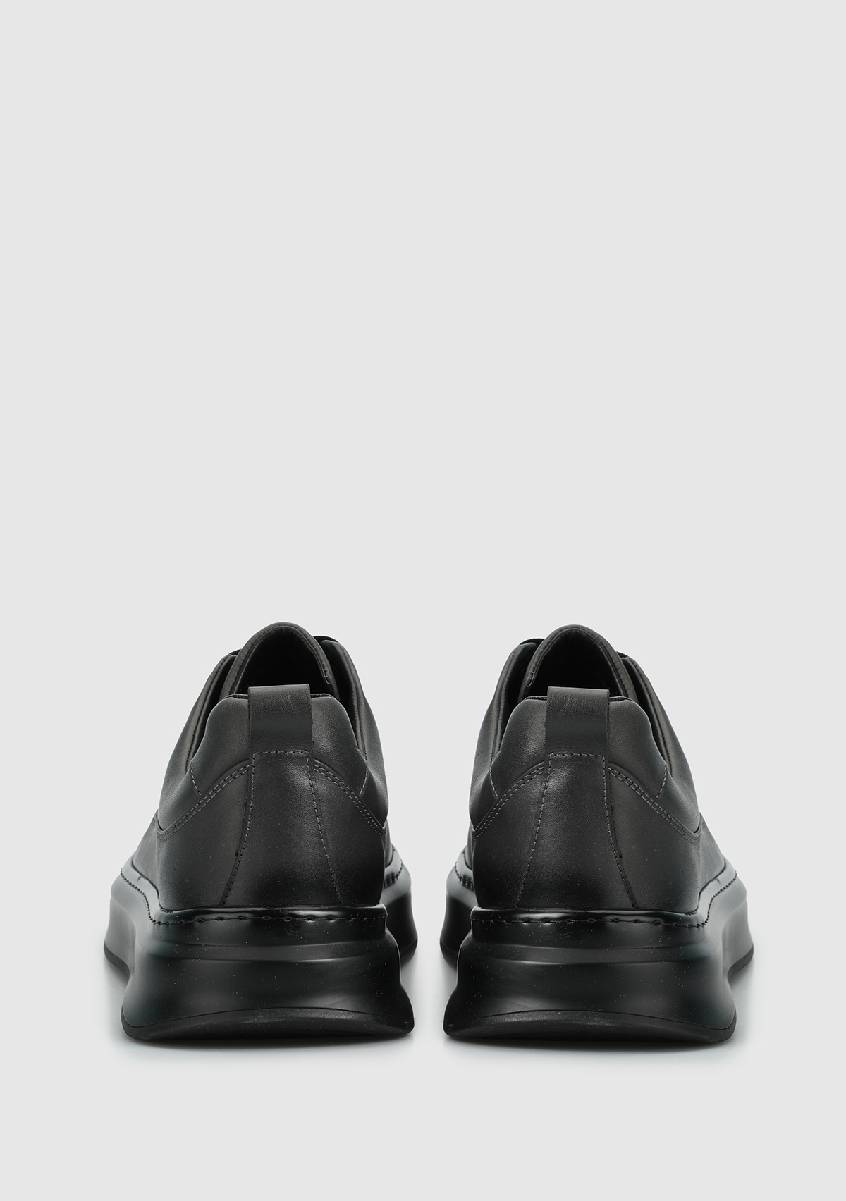 Gri Deri Erkek Sneaker - Görsel 5