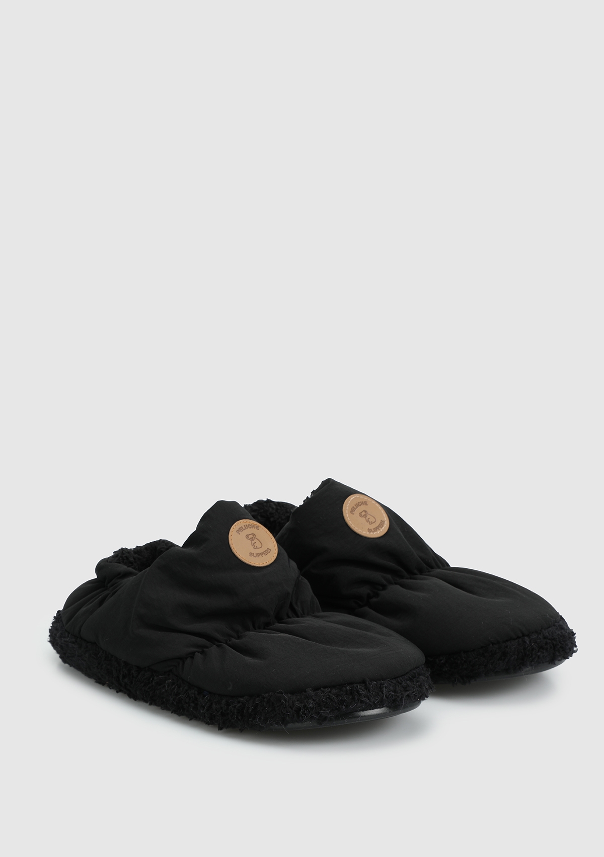 Peluche Peluche Siyah Erkek Ev Terliği Ayakkabı Dünyası'nda! Siyah - 3. görsel