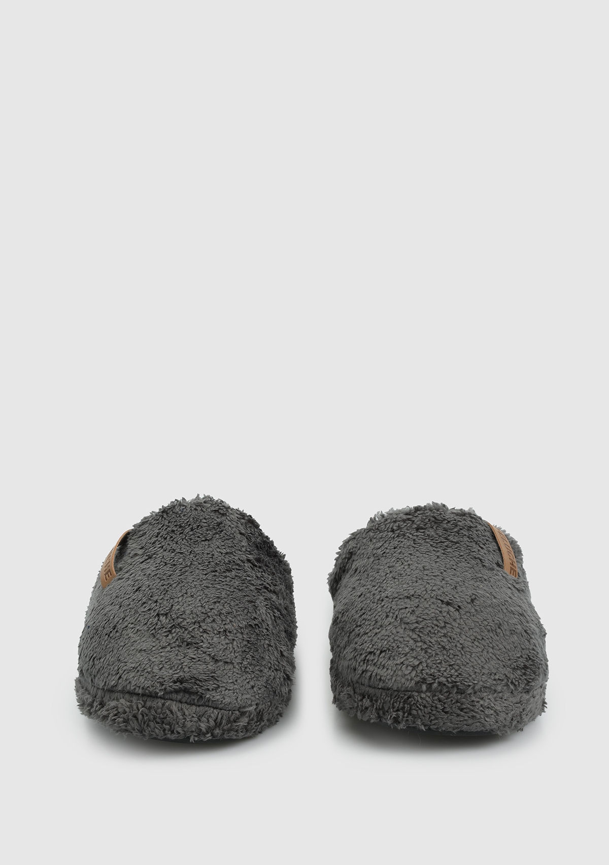 Peluche Peluche Gri Erkek Ev Terliği Ayakkabı Dünyası'nda! Gri - 4. görsel