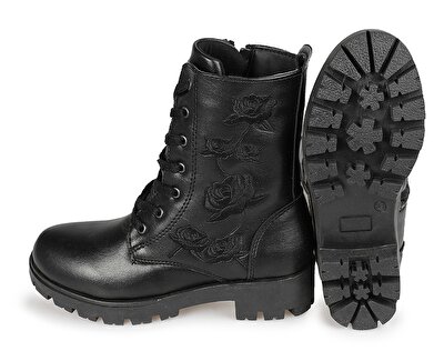 Pink Step Siyah Kız Çocuk Asker Botu