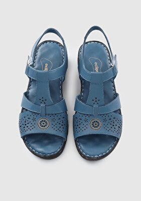 Eclipse Mavi Deri Kadın Konfor Sandalet