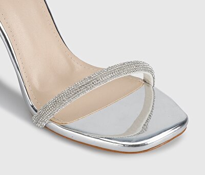 Provoq Gümüş Kadın Topuklu Sandalet