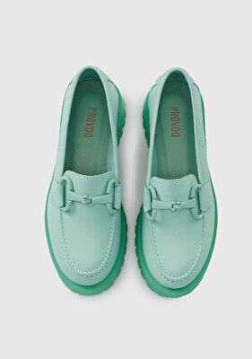 Provoq Yeşil Deri Kadın Ayakkabı