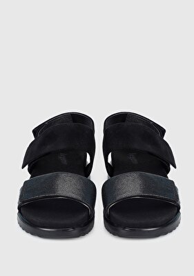 Legero Siyah Deri Kadın Düz Sandalet