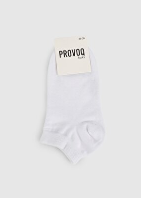 Provoq Beyaz  Provoq 6757 Yarım Tekli Beyaz Kadın Çorap