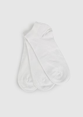 Miovela Beyaz  Miovela MVE01 3'lü Beyaz Patik Düz Erkek Çorabı