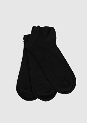 Miovela Siyah  Miovela MVE01 3'lü Siyah Patik Düz Erkek Çorabı