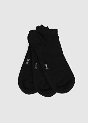 Miovela Siyah  Miovela MVE01 3'lü Siyah Patik Düz Erkek Çorabı