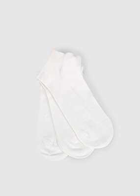 Miovela Beyaz  Miovela MVB05 3'lü Beyaz Patik Düz Bayan Çorabı