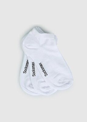 Socksmax Beyaz  Socksmax 2239 3Lü Beyaz Düz Patik Bayan Çorabı