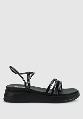 Provoq Siyah Kadın Düz Sandalet