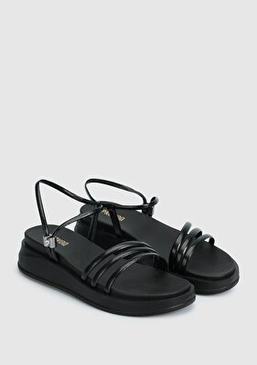 Provoq Siyah Kadın Düz Sandalet