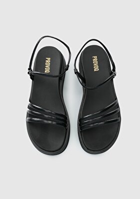 Provoq Siyah Kadın Düz Sandalet