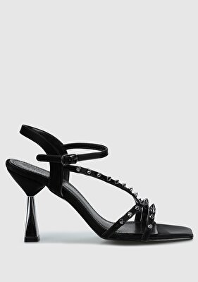 Provoq Siyah Kadın Topuklu Sandalet