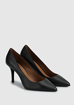 Provoq Siyah Deri Kadın Stiletto