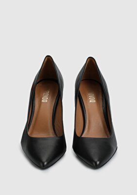Provoq Siyah Deri Kadın Stiletto