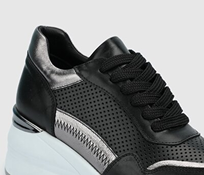 Provoq Siyah Deri Kadın Sneaker