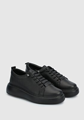 Provoq Siyah Deri Kadın Sneaker