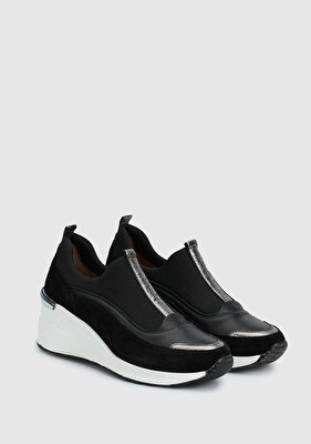 Provoq Siyah Deri Kadın Sneaker
