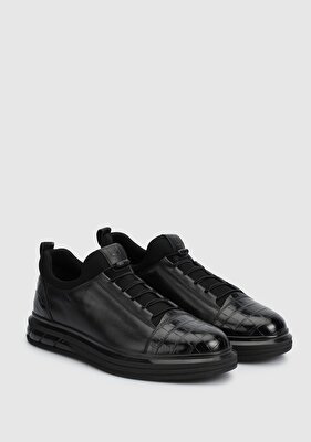 Provoq Siyah Deri Erkek Sneaker