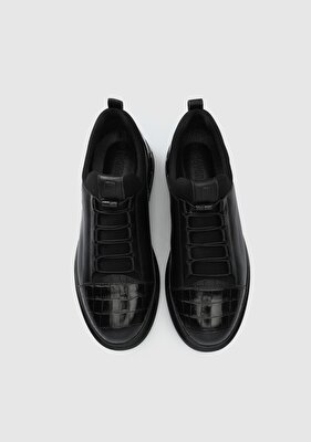 Provoq Siyah Deri Erkek Sneaker