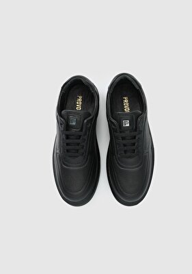Provoq Siyah Deri Kadın Sneaker